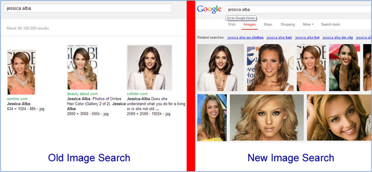 Image search - a comparison of the old vs the new interface
